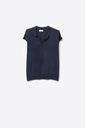 Navy Fine Knit Short Sleeve Polo