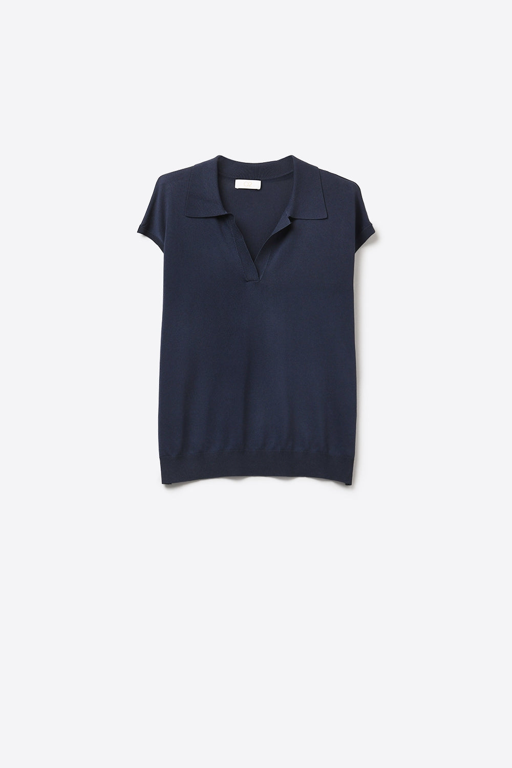 Navy Fine Knit Short Sleeve Polo