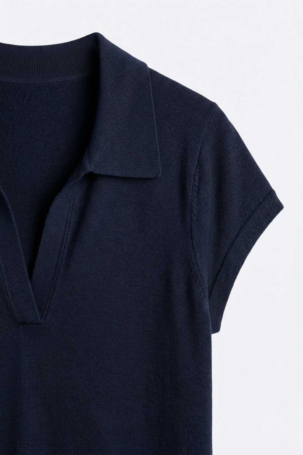 Navy Fine Knit Short Sleeve Polo