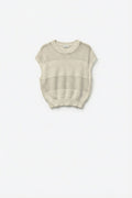 Beige Open Knit Sleeveless Sweater in crochet
