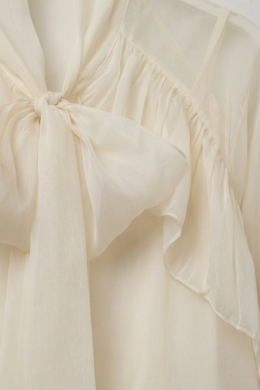 Cream Ruffled Sheer Blouse in chiffon fabric