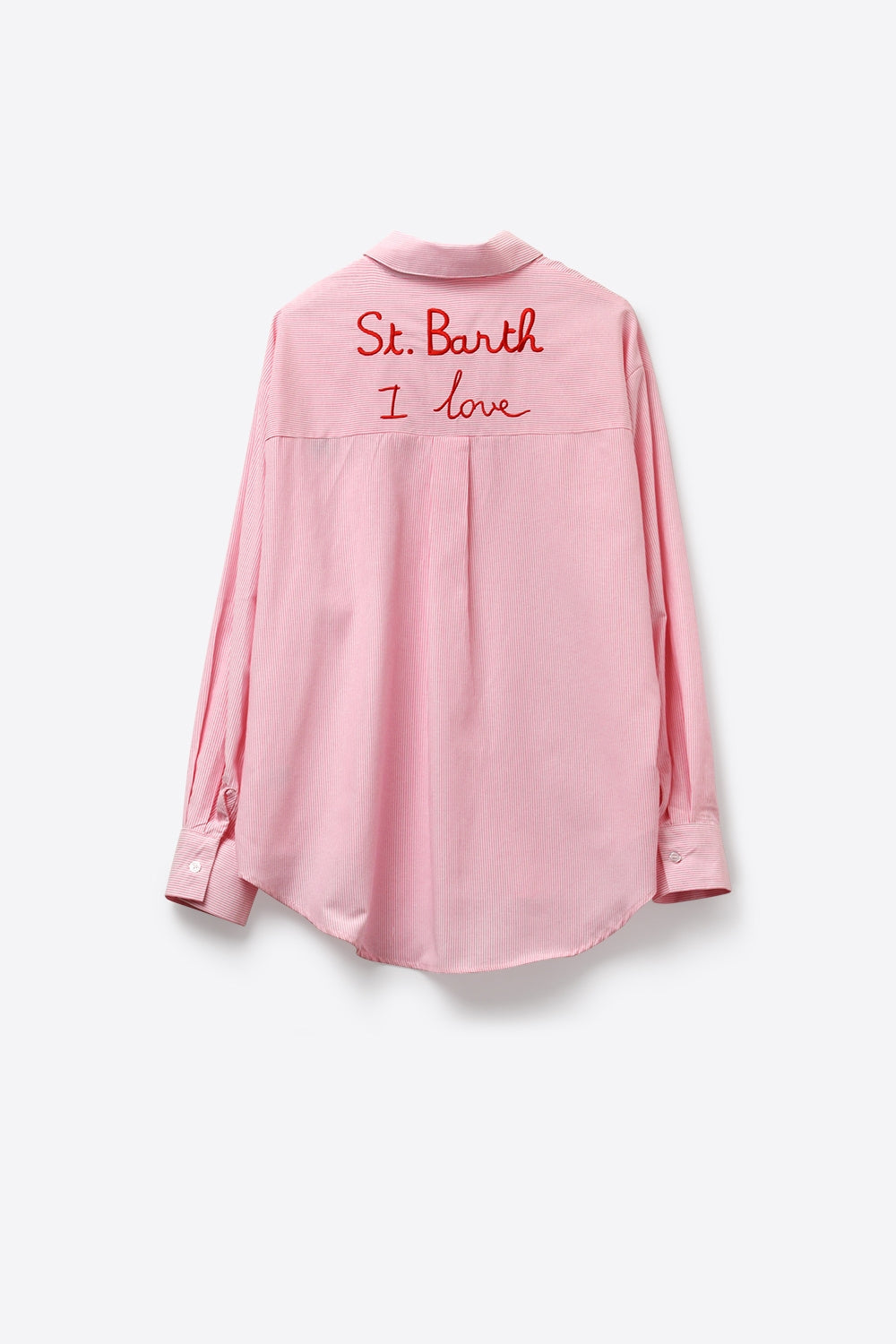 pink Button-Up striped Shirt with Embroidered Detail St Barth