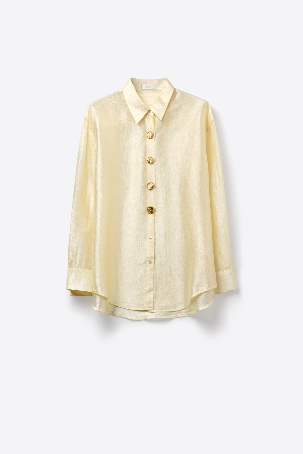 bright fabric beige blouse with retro buttons