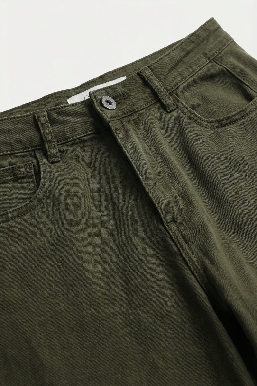 UNIKCOSA olive green side-seam barrel-leg pants