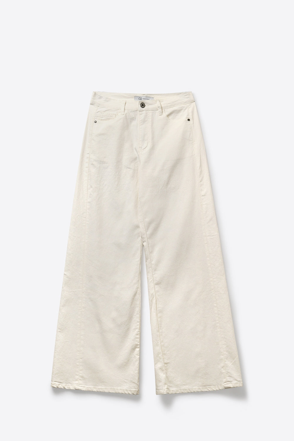 Extra Wide-Leg elastic Cotton Twill Pants in white color