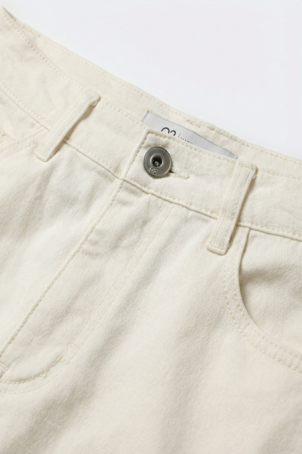 Extra Wide-Leg elastic Cotton Twill Pants in white color