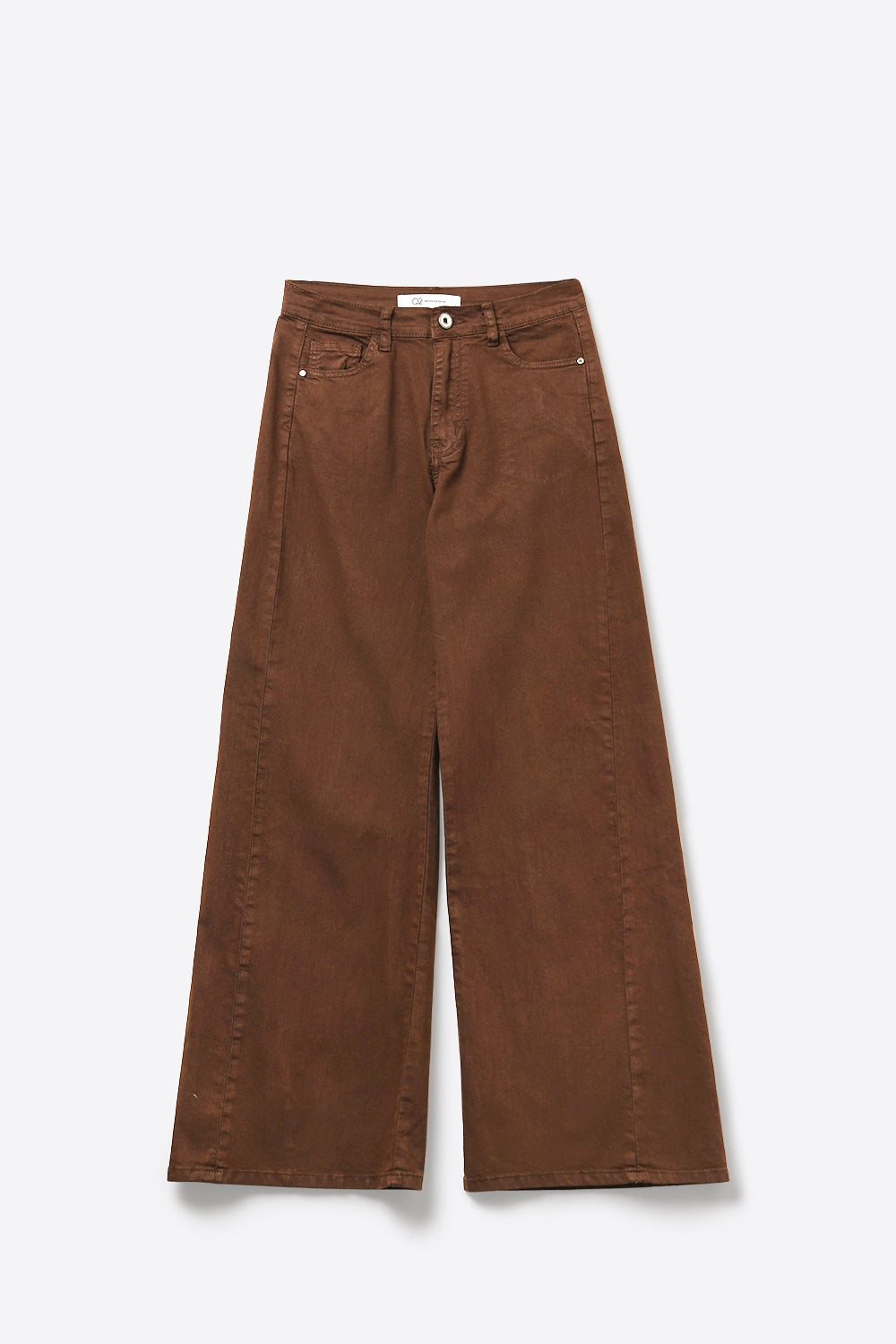 Brown Wide-Leg Pants with lightweight Twill