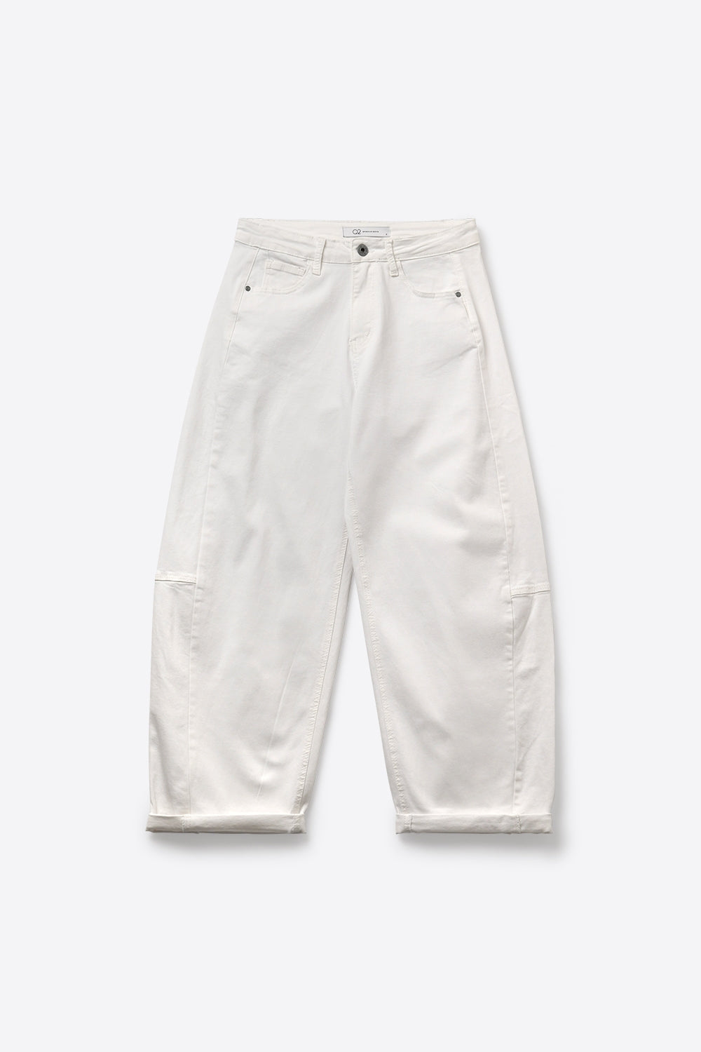 White Relaxed Fit Casual Wide-Leg Pants in Barrel Style