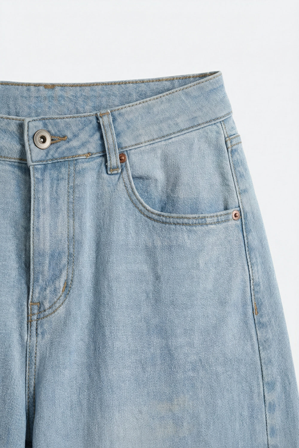 Light Blue Wide-Leg Denim Jeans with lightweight fabric