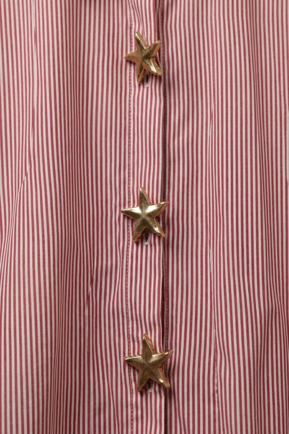Pink Oversized Striped Poplin Shirt with Starfish Buttons