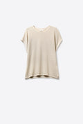 Beige Ribbed open Knit Relaxed Fit Short Sleeve sweater