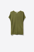 Ribbed knitted Short Sleeve sweater in olive green