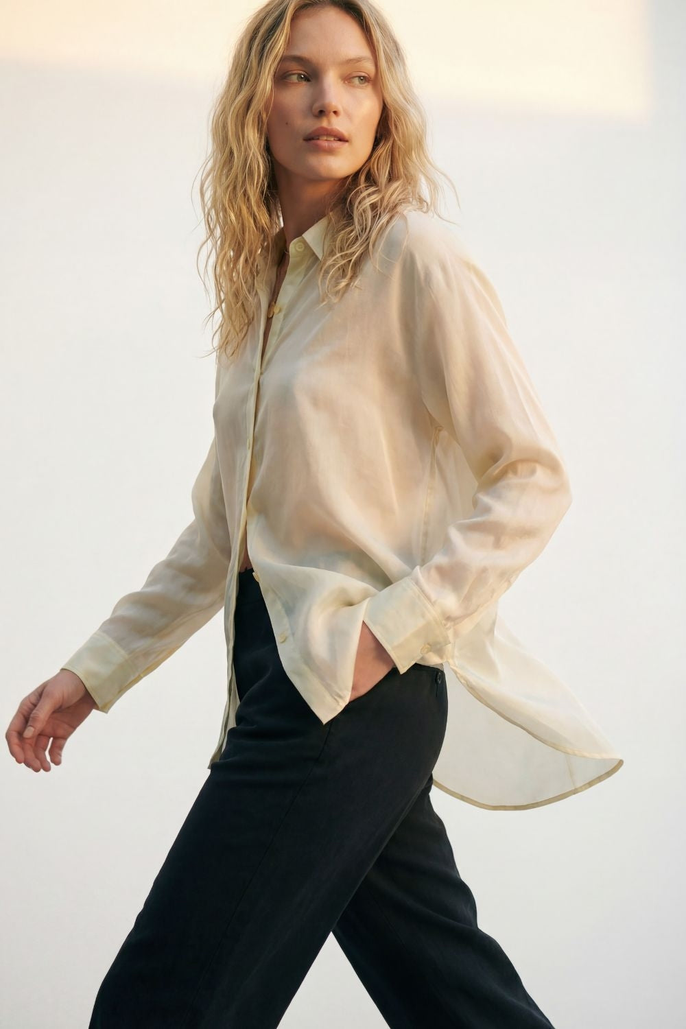shiny satin Shirt with Relaxed Fit in white color