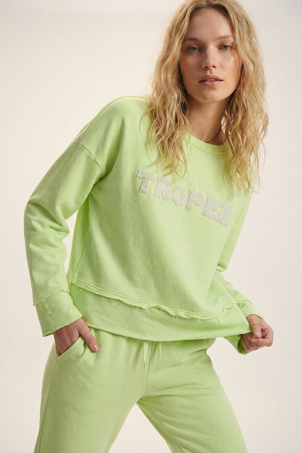 Saint Tropez Embroidered mint green Sweatshirt