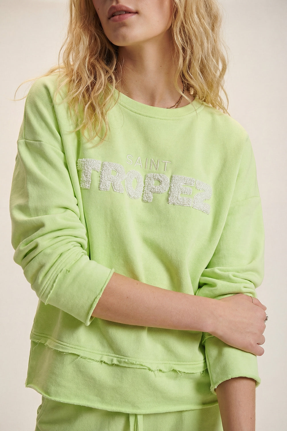 Saint Tropez Embroidered mint green Sweatshirt