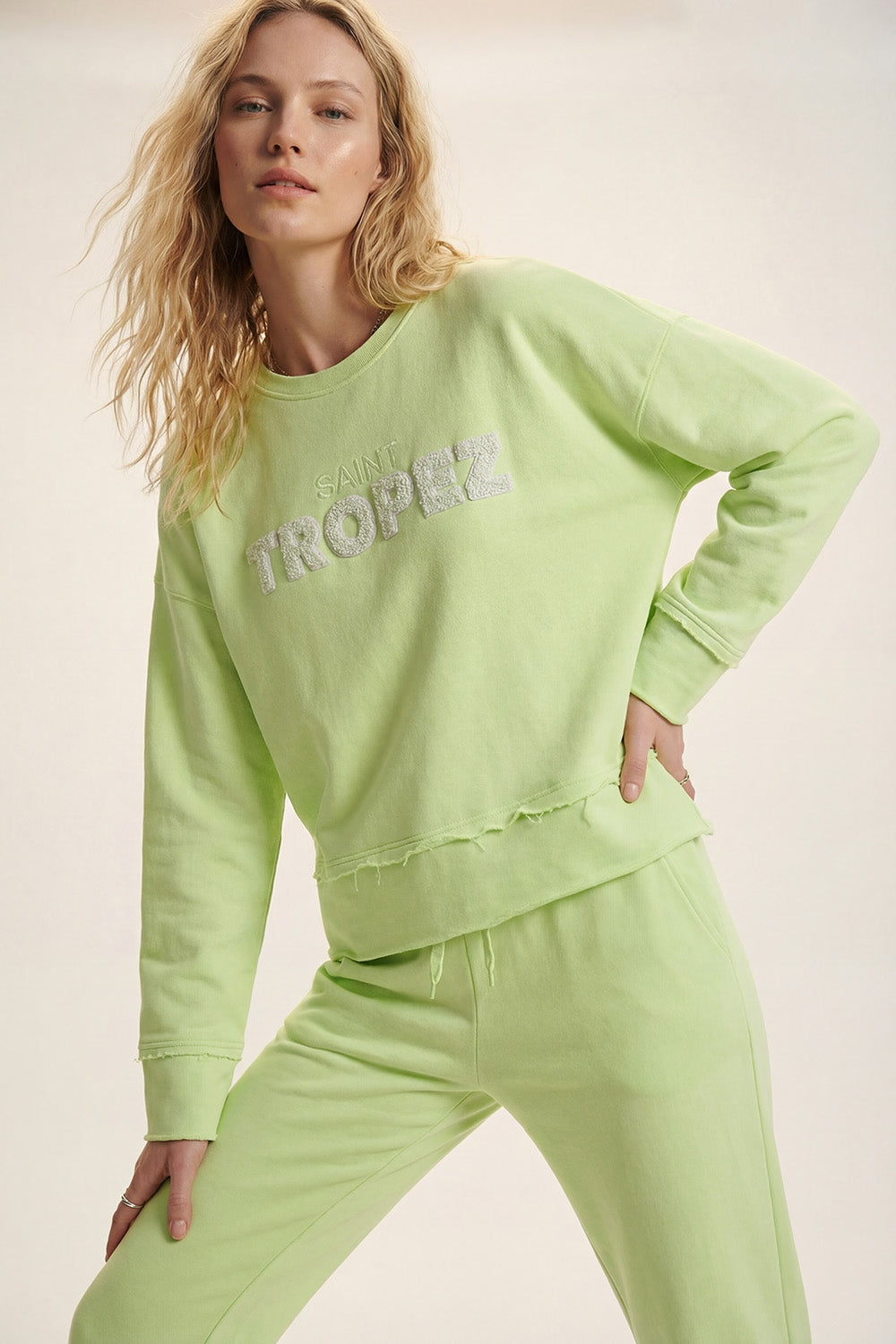 Saint Tropez Embroidered mint green Sweatshirt