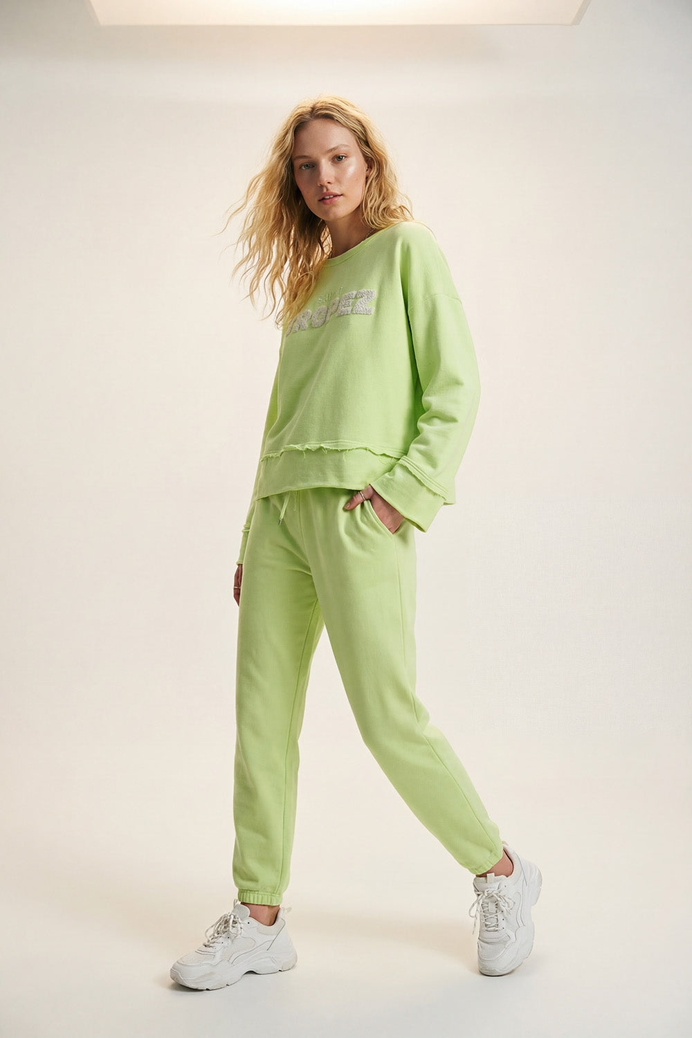 Saint Tropez Embroidered mint green Sweatshirt