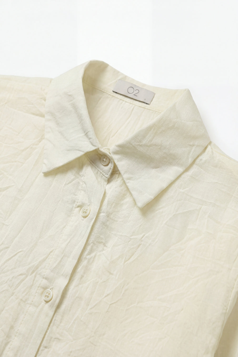 Lightweight Crinkled Shirt with Relaxed Silhouette in cream