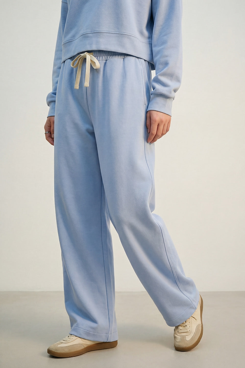 Super-Soft Knit Jogger Pants in blue with Drawstring Waist