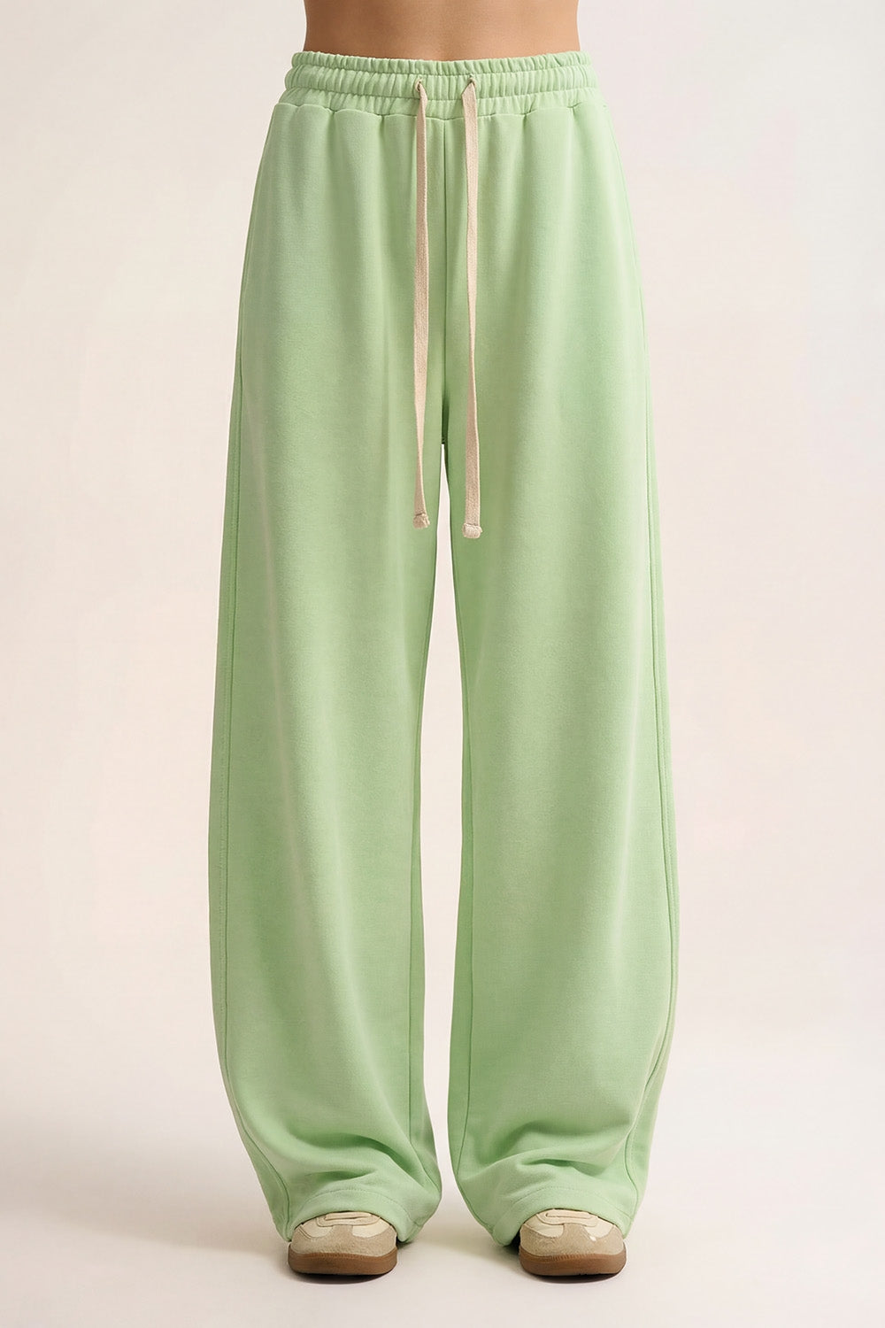 Super-Soft Knit Jogger Pants in green with Drawstring Waist