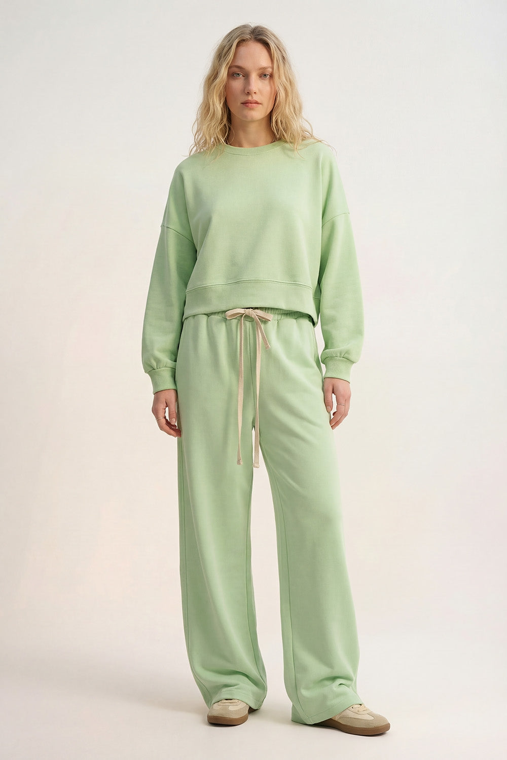 Super-Soft Knit Jogger Pants in green with Drawstring Waist