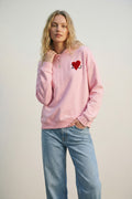 Baby pink Super-Soft Hoodie with Bouclé Heart Graphic