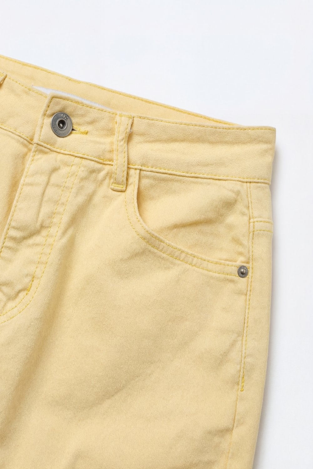 High-Rise Barrel-Leg Pants With Rolled Hem in Yellow