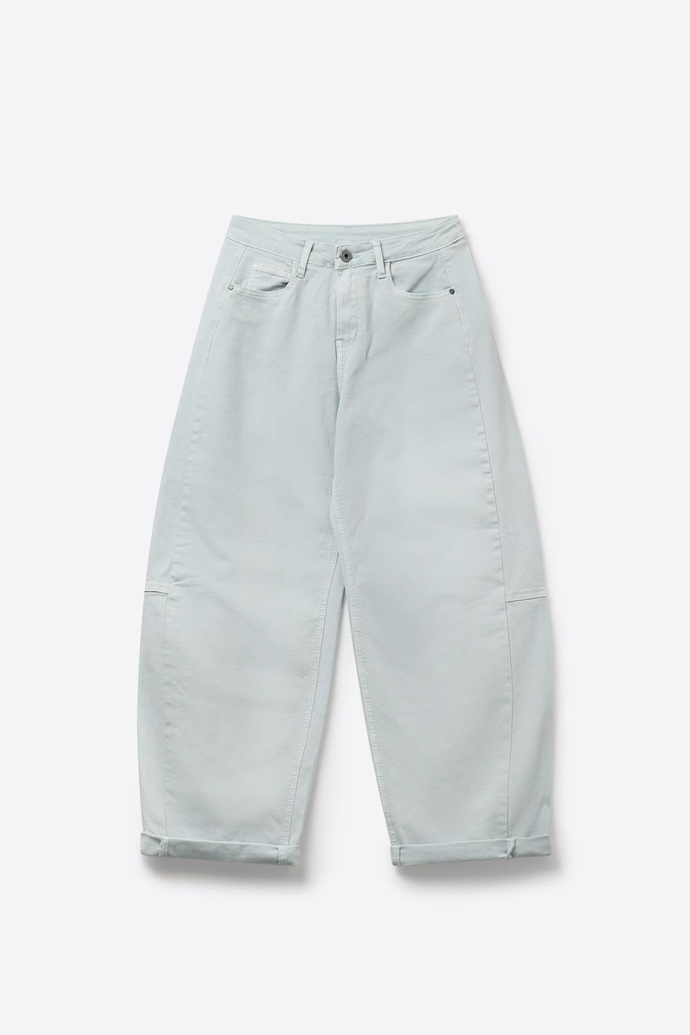 Light Blue Wide-Leg lightweight Cotton Pants in Barrel Style