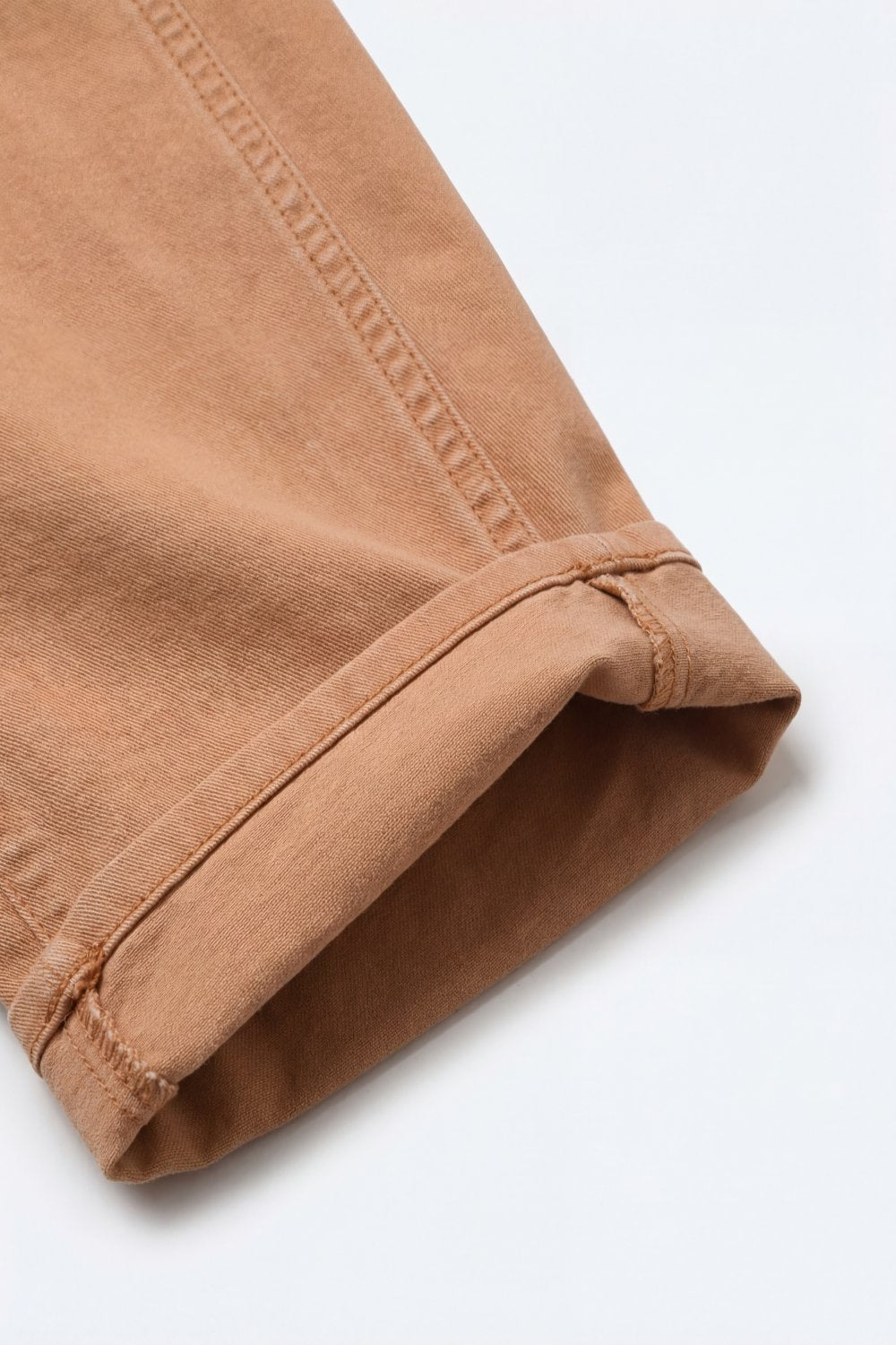 Orange Wide-Leg Barrel style Pants with Rolled Hems