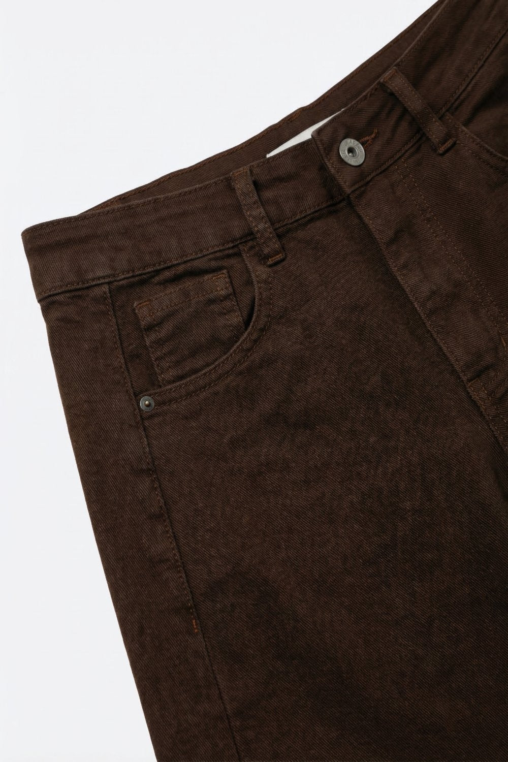 Brown Wide-Leg Barrel style Pants with Rolled Hems