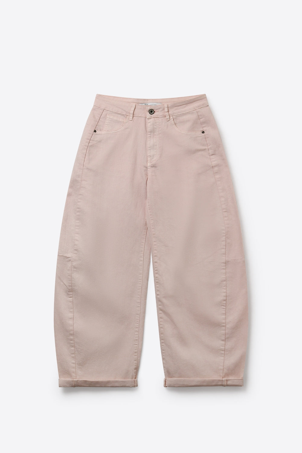 Light Pink Wide-Leg Barrel style Pants with Rolled Hems