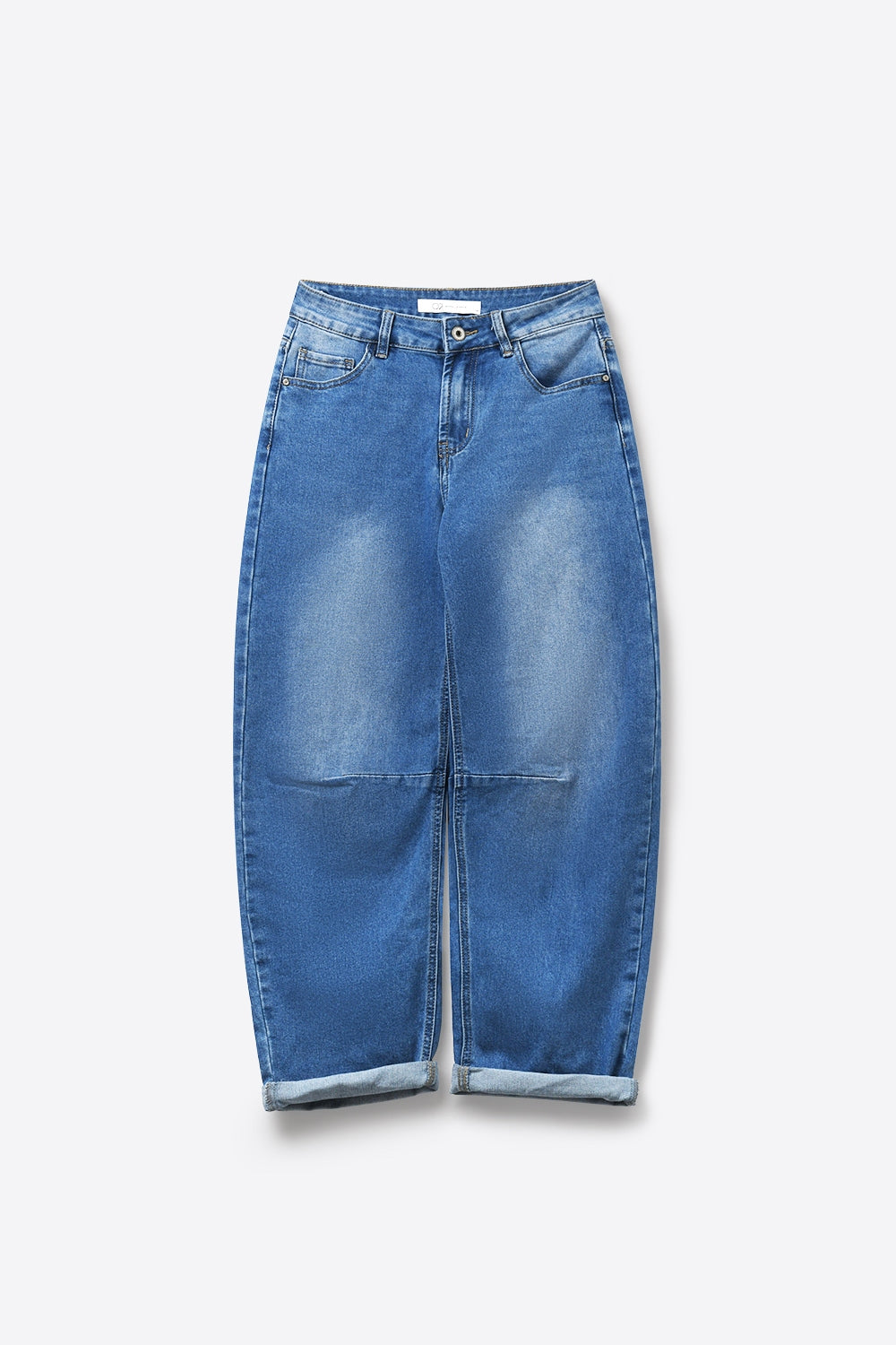 UNIKCOSA Blue Relaxed Fit Light Wash barrel Jeans with side stitching