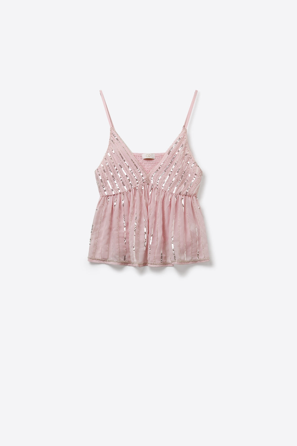 Pink Sequin Embellished Party top with Waist Detail