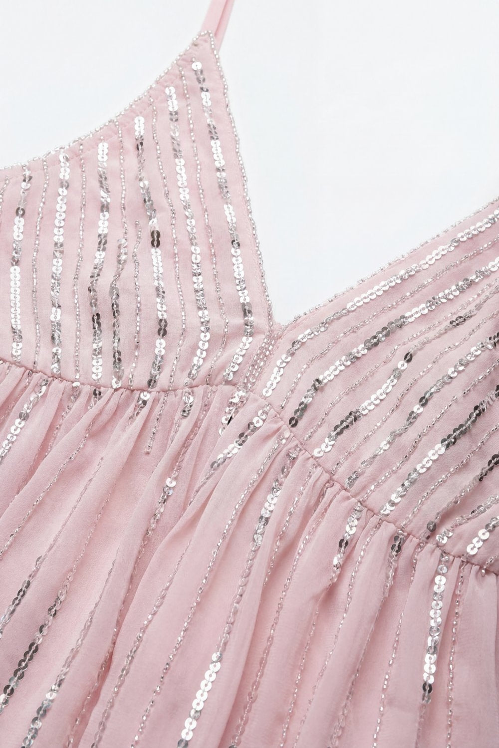 Pink Sequin Embellished Party top with Waist Detail
