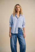 Light Blue Striped Relaxed Fit Button-Up Shirt