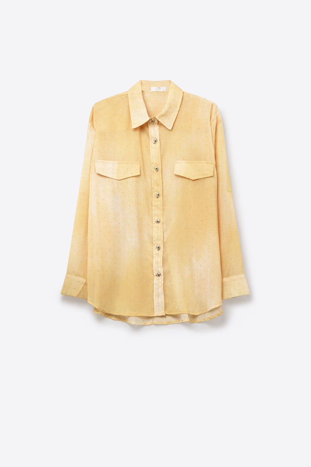 Yellow tie dye Shirt in chiffon with strass details