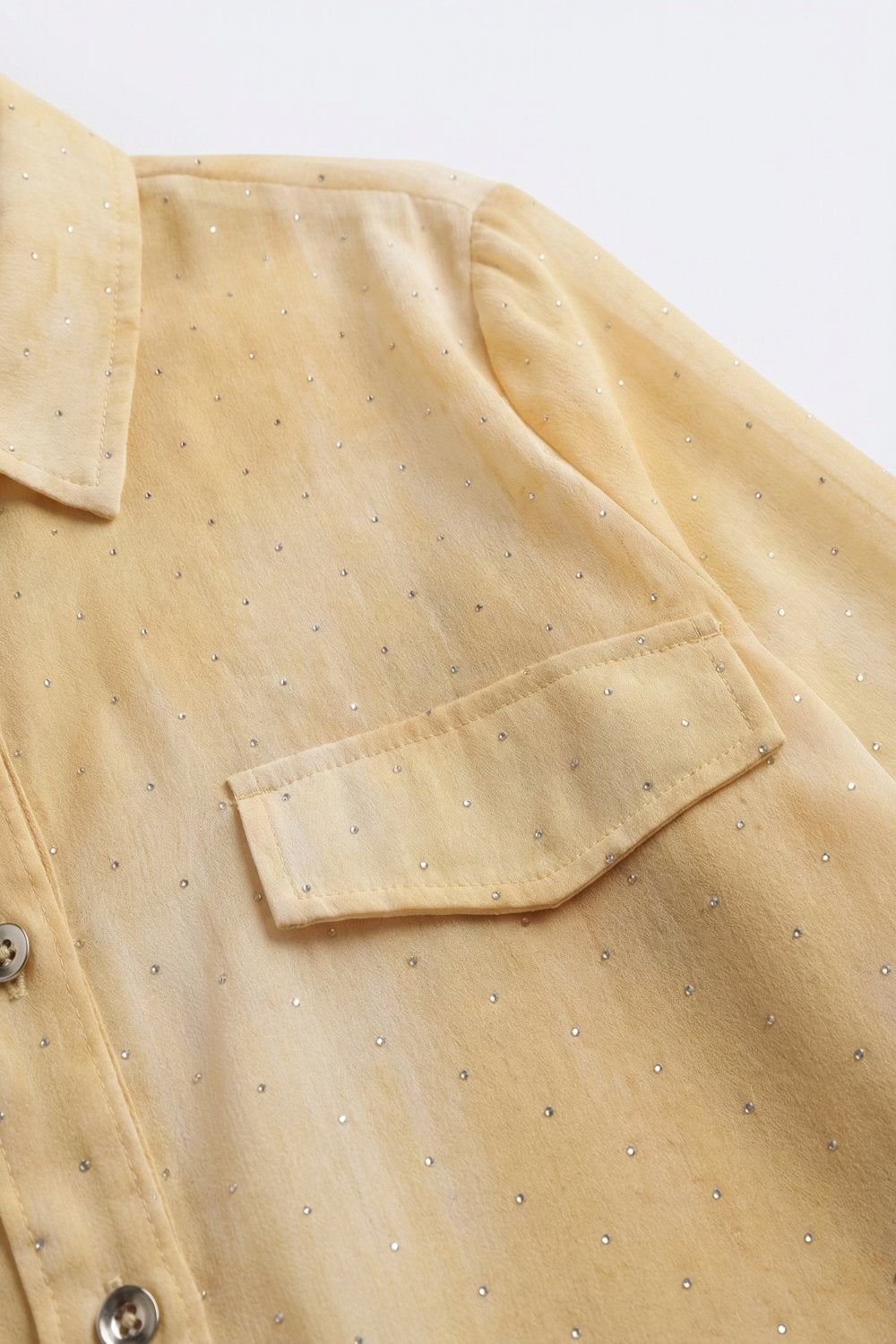 Yellow tie dye Shirt in chiffon with strass details