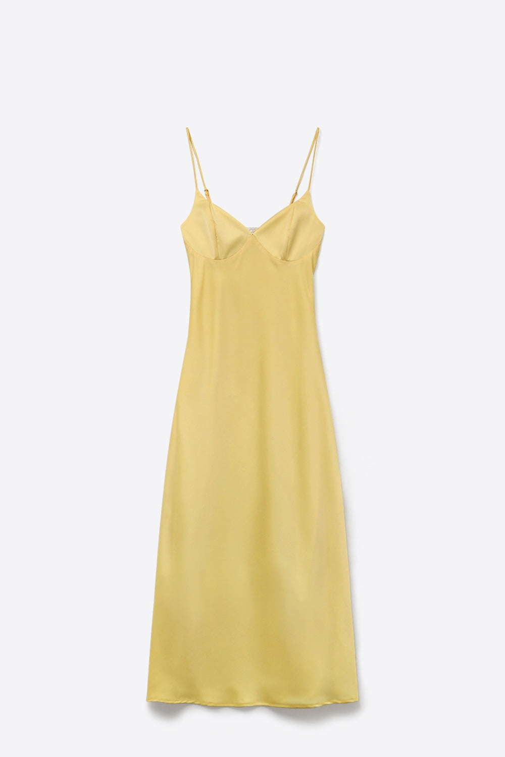UNIKCOSA Yellow Satin Slip maxi Dress with Adjustable Straps