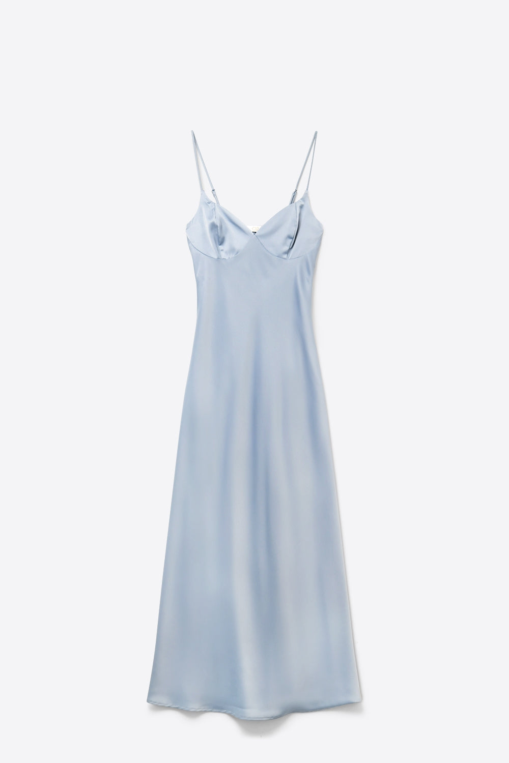 UNIKCOSA Light Blue Satin Slip maxi Dress with Spaghetti Straps
