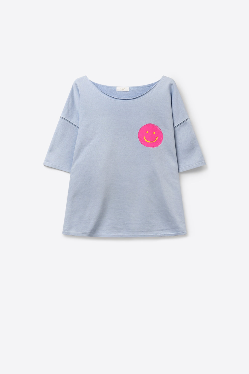 Light Blue Relaxed Fit sweatshirt with Pink Smiley