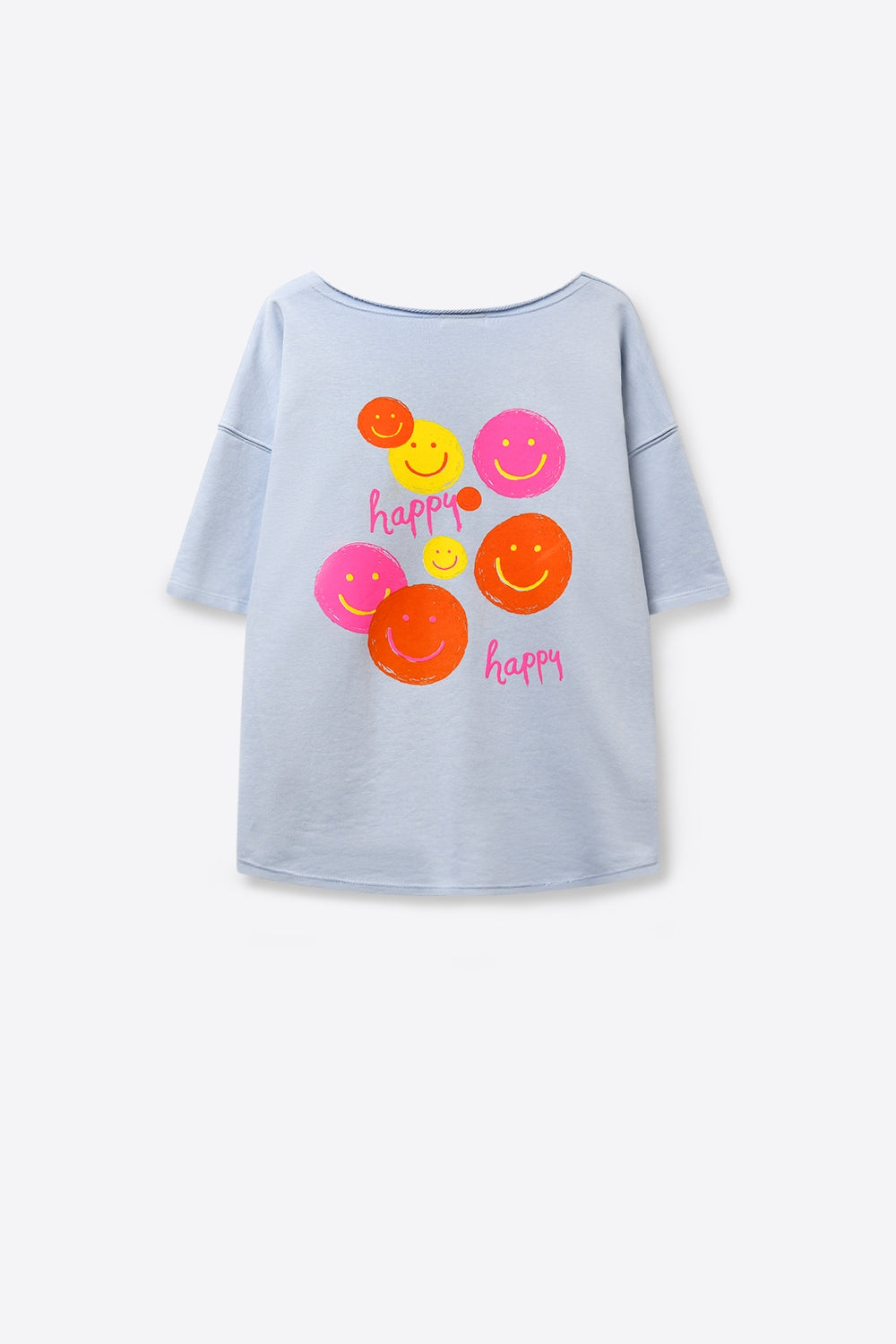 Light Blue Relaxed Fit sweatshirt with Pink Smiley