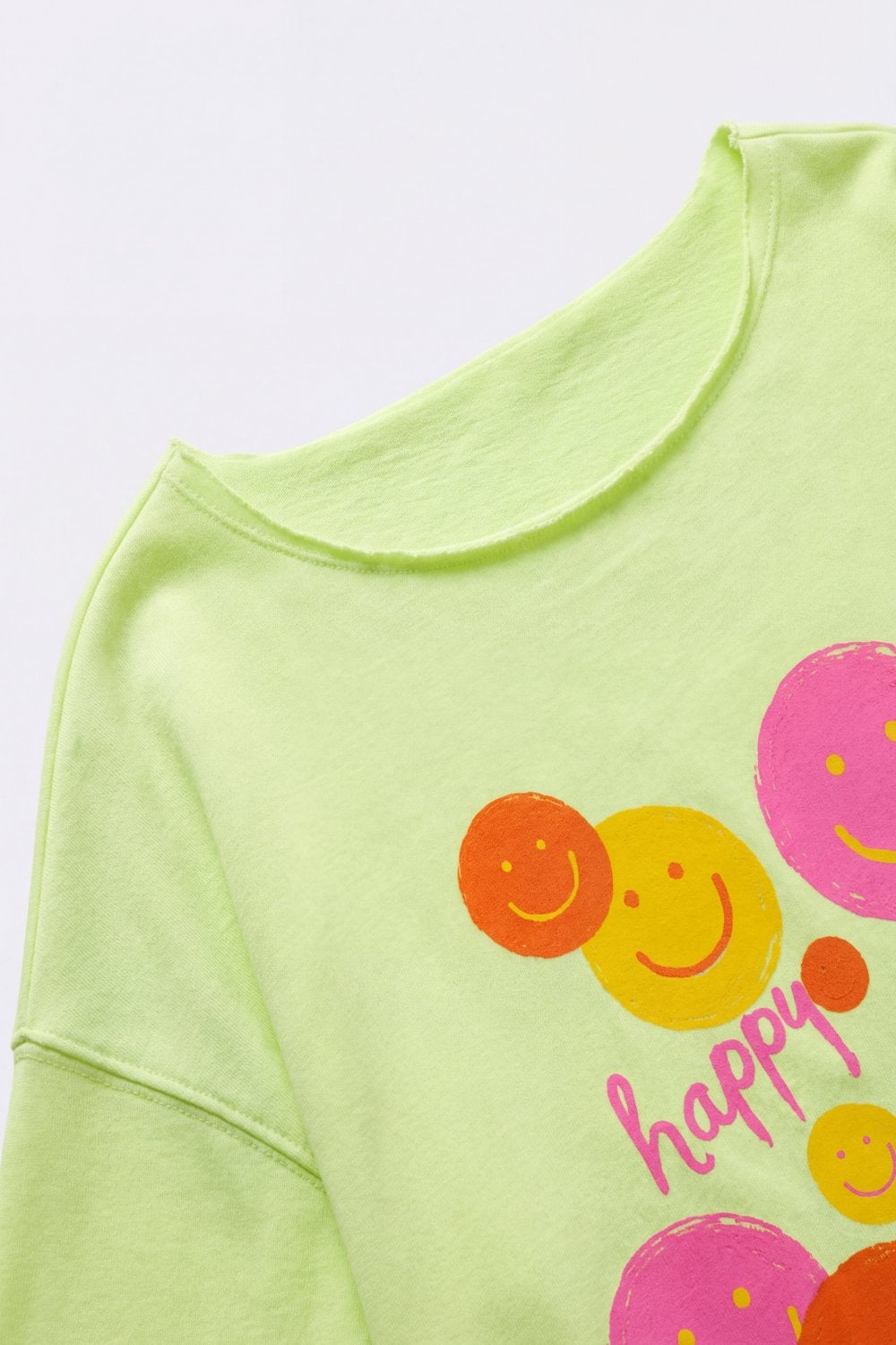 Light Green Relaxed Fit Smile Graphic sweatshirt