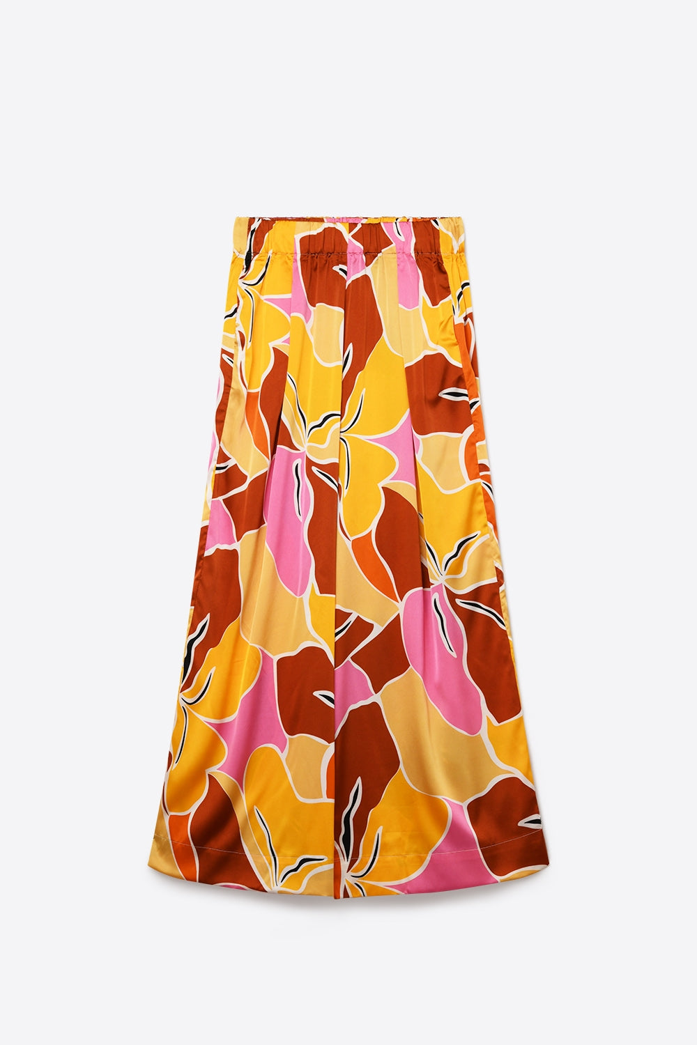 Tropical Print Wide Leg Pants in Warm orange tones