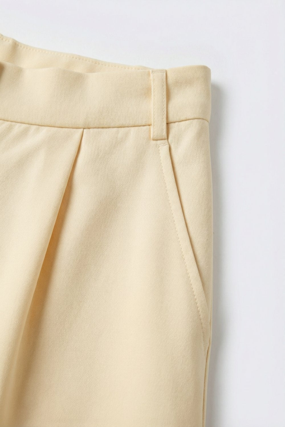 butter yellow Tailored Shorts with Lace Trim Detail