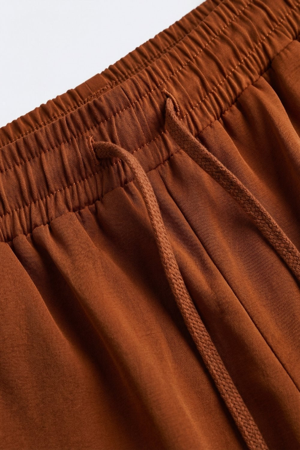terracotta Wide-Leg Drawstring Waist Casual Pants