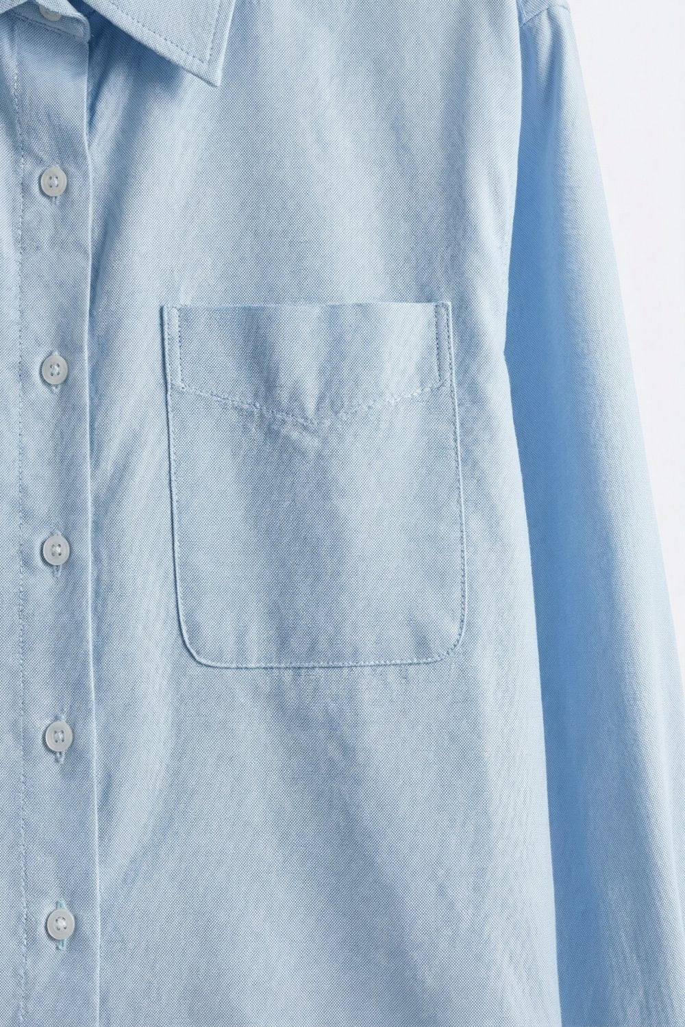 Light Blue Button-Front cropped Shirt in cotton fabric
