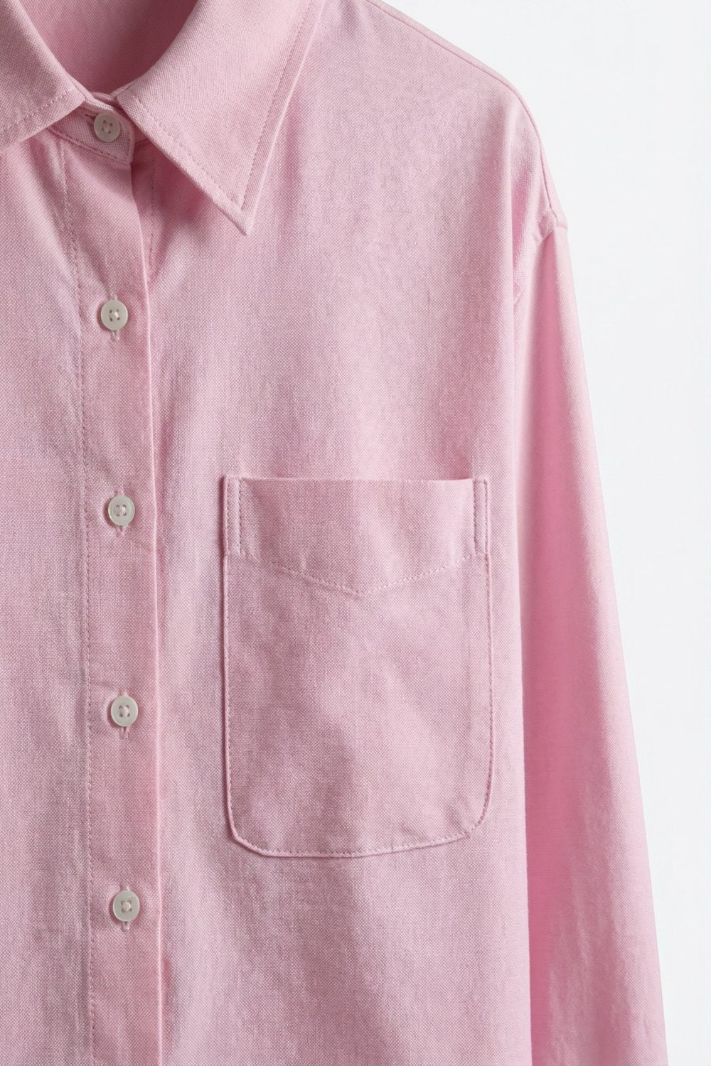Pink Button-Up Cropped Shirt with Collar
