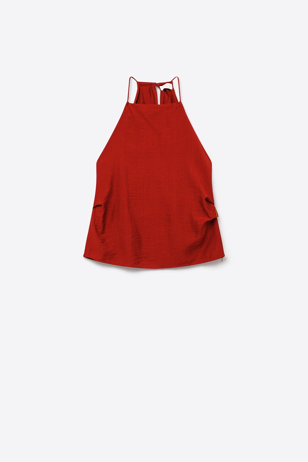 terracotta Textured Sleeveless Halter Neck Top