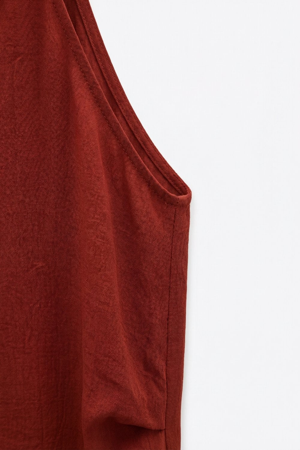 terracotta Textured Sleeveless Halter Neck Top