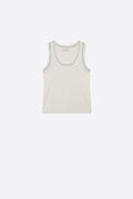 White Ribbed Knit Top with with Metallic Trim